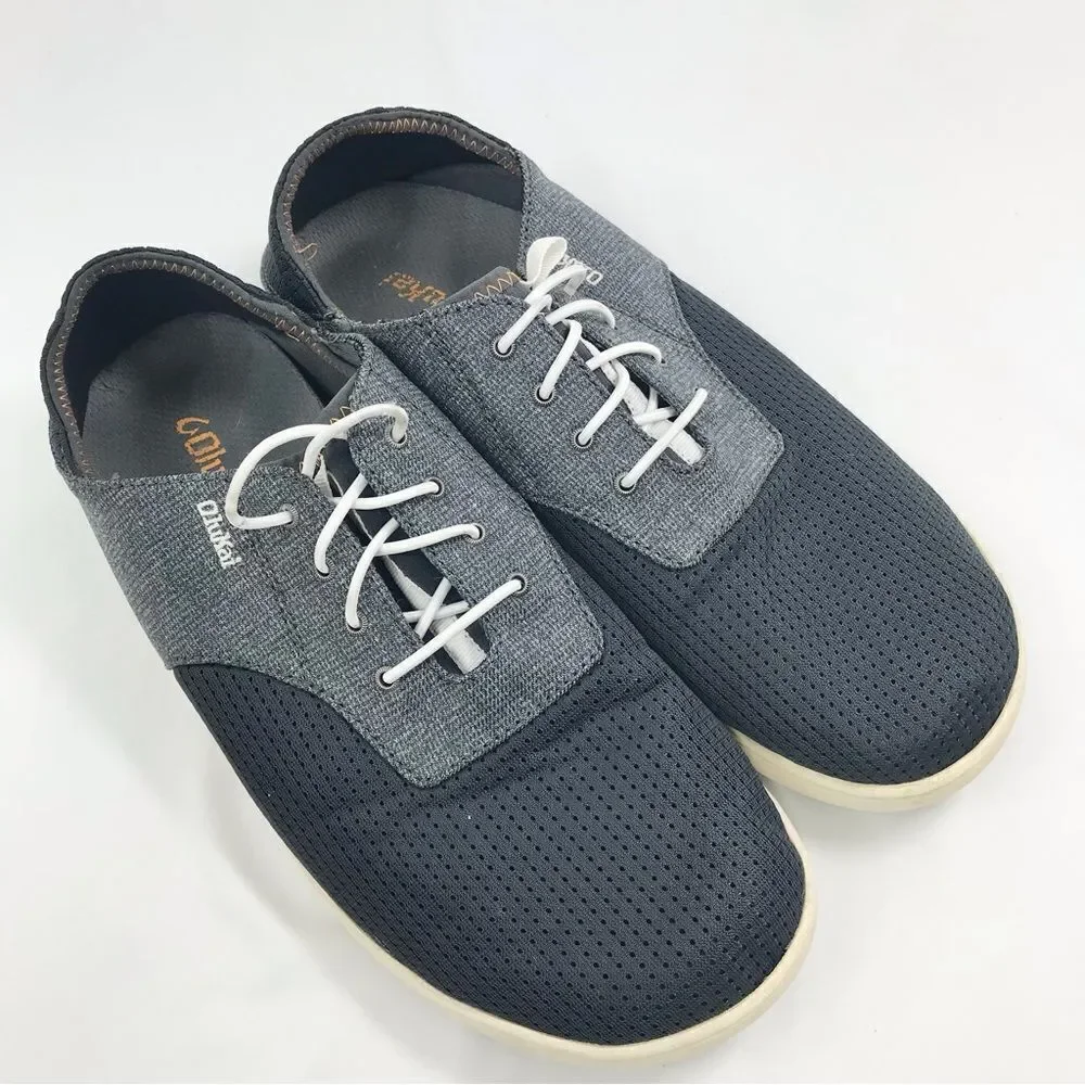 Olukai Nohea Moku Lightweight Mesh Slip On Deck Loafers in Dark Shadow Gray